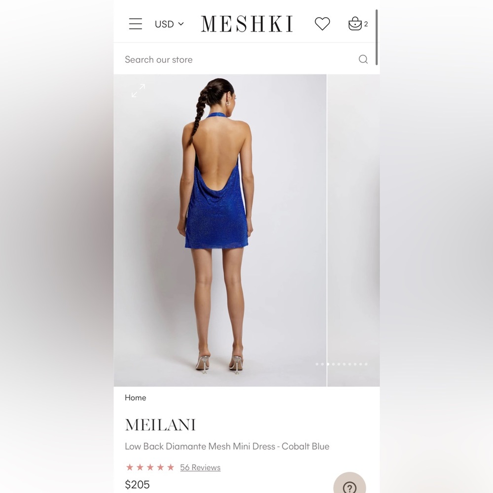 Gold and shimmery “Diamante” dress from Meshki. Worn once.